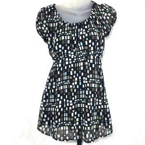 H&M Mama Puff Short Sleeves Abstract Design Maternity Blouse tunic